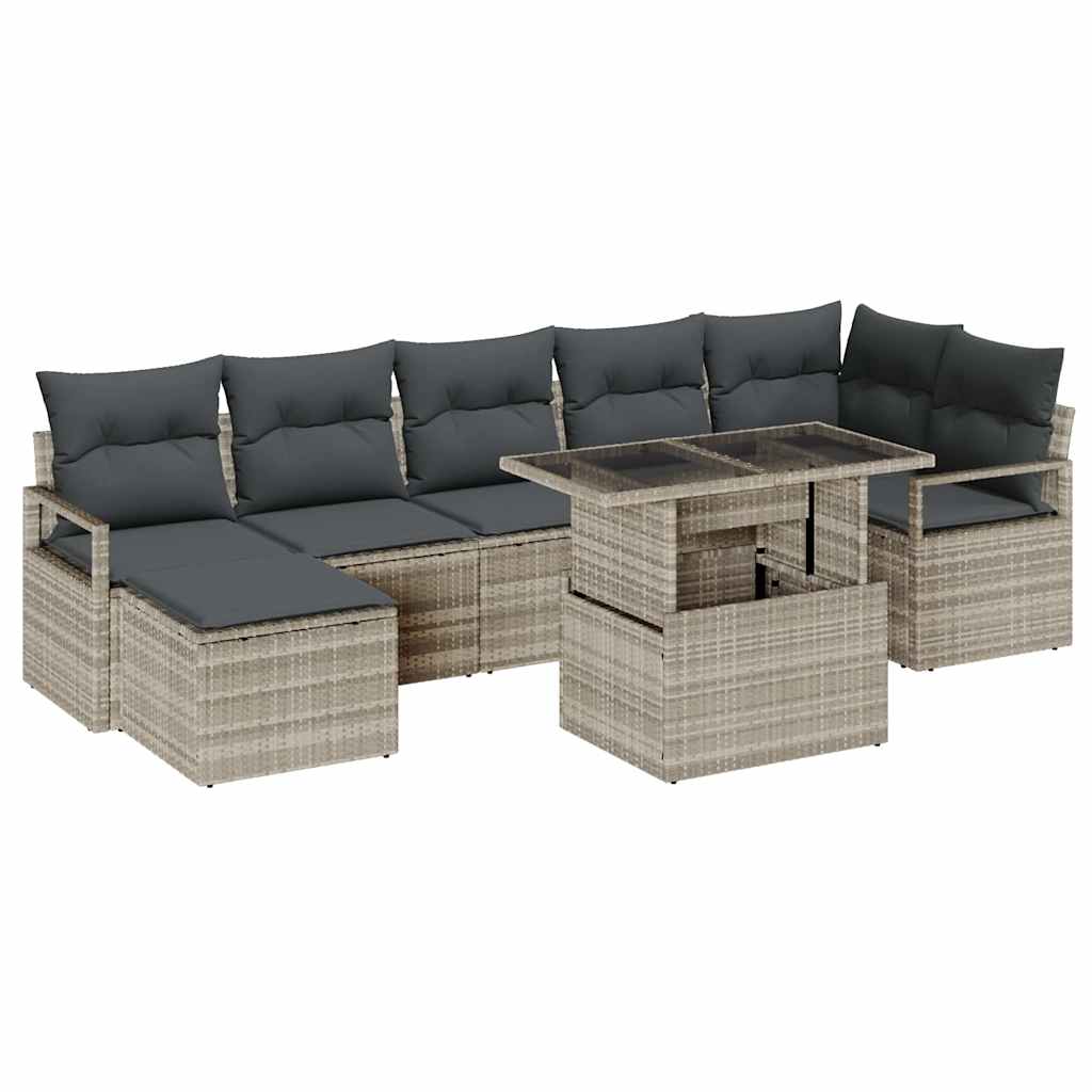 vidaXL Conjunto de sofá de jardín con cojín 8 pcs Gris claro