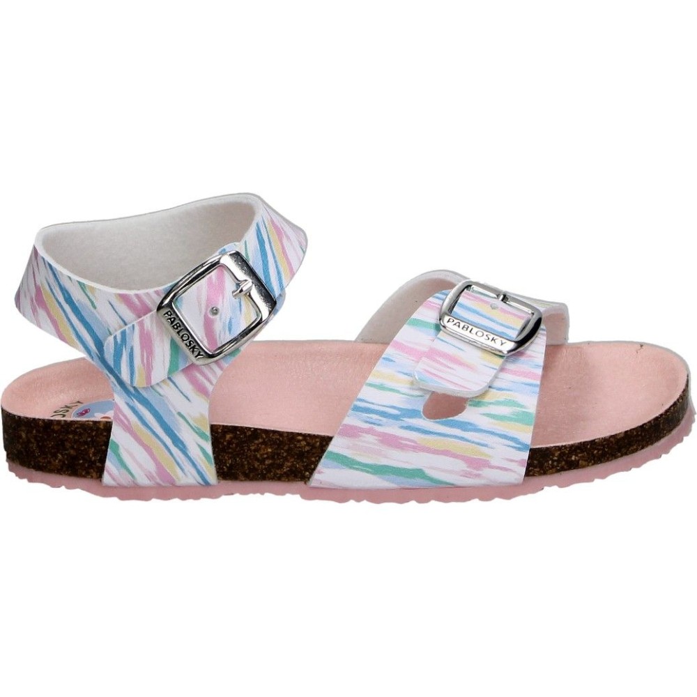 PABLOSKY | Sandalias Bio Pablosky para Niña – Sandalias de Verano en Color Blanco con Detalles – Sandalia de Piel con Doble Cierre de Hebilla – Flexibles – Hechas en España – Cómodas y Versátiles – Alta Calidad – Modelo 446607
