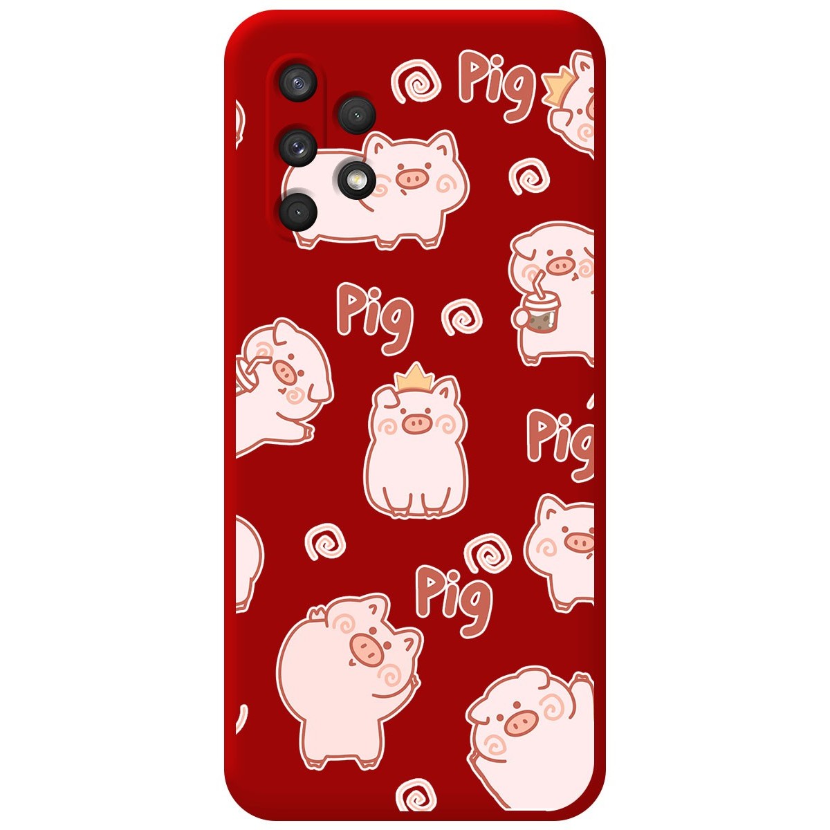 Tumundosmartphone Funda Silicona Líquida Roja para Samsung Galaxy A32 4G diseño Cerdos Dibujos