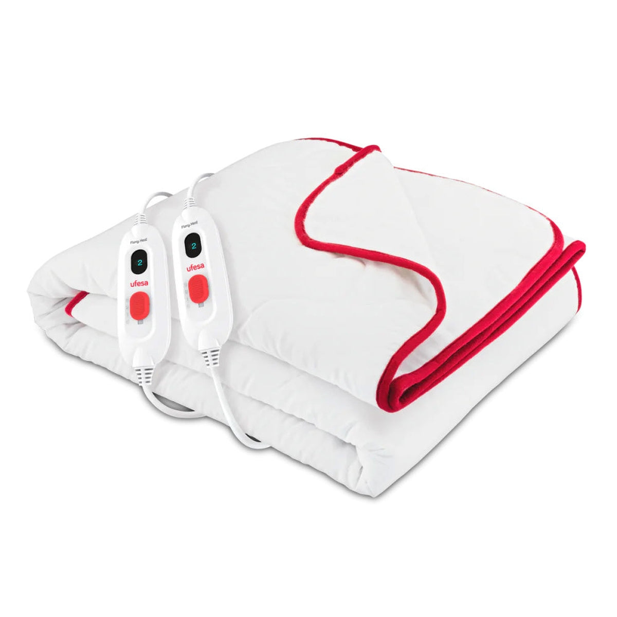 Ufesa - Calientacamas eléctrico Flexy Heat CMN Comfort 150x130 cm para cama doble, con sistema dual de calor y zona específica para los pies, acolchado suave y fijación al colchón