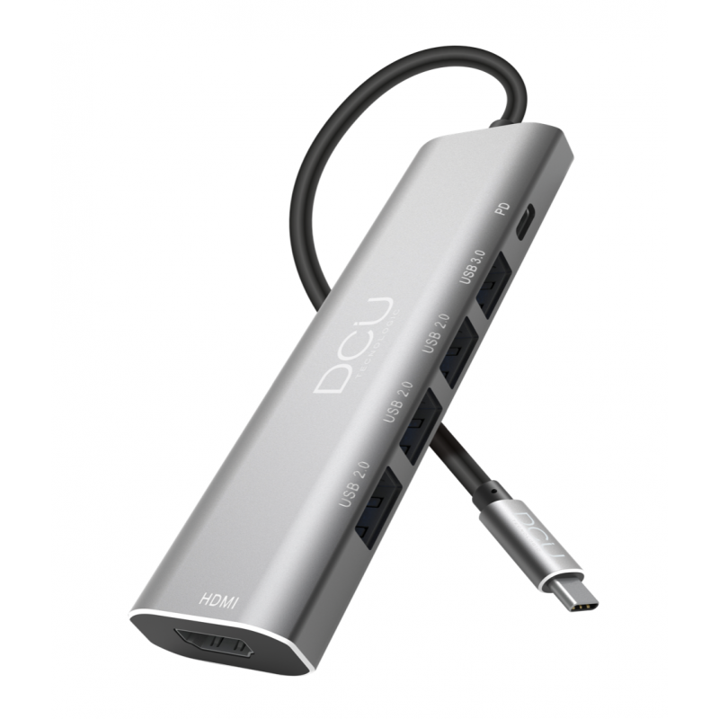 DCU Tecnologic Adaptador USB-C a HDMI 4K con PD 100W y Múltiples Puertos USB
