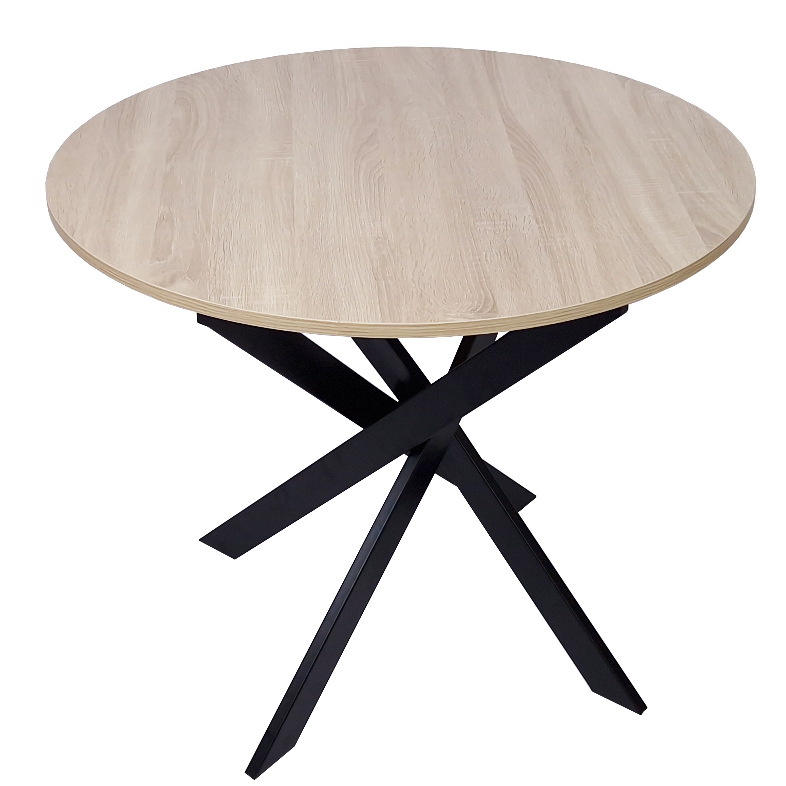 Skraut Home - Mesa de comedor fija redonda - Modelo Zen - Ø90x90x77cm - Capacidad hasta 4 personas - Materiales resistentes - Encimera en melamina de alta calidad - Color mate con patas metálicas color lacado mate