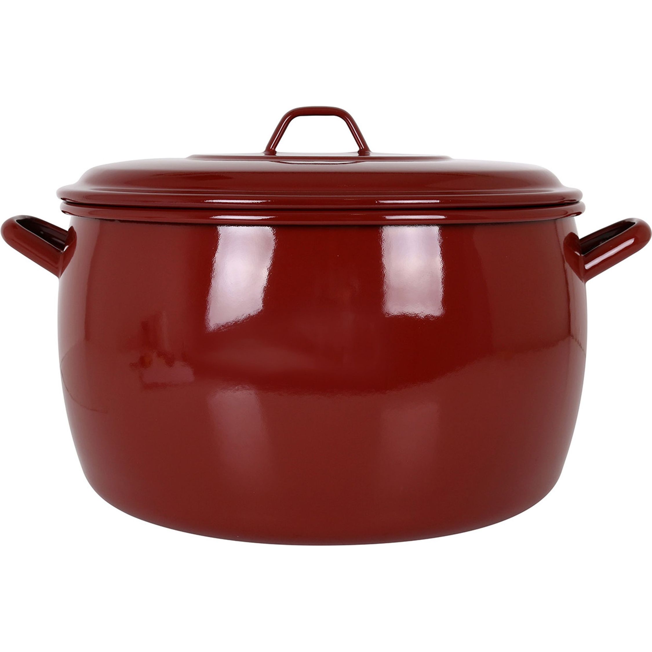 La Estrella - Olla Abombada Acero Esmaltado con Tapa 32cm 16L Teja - Duradera, Antiadherente, Versátil