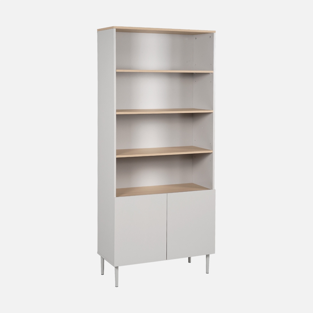 sweeek - Estantería, biblioteca de metal y decoración de madera de 6 niveles , Ashton , 80x35x180
