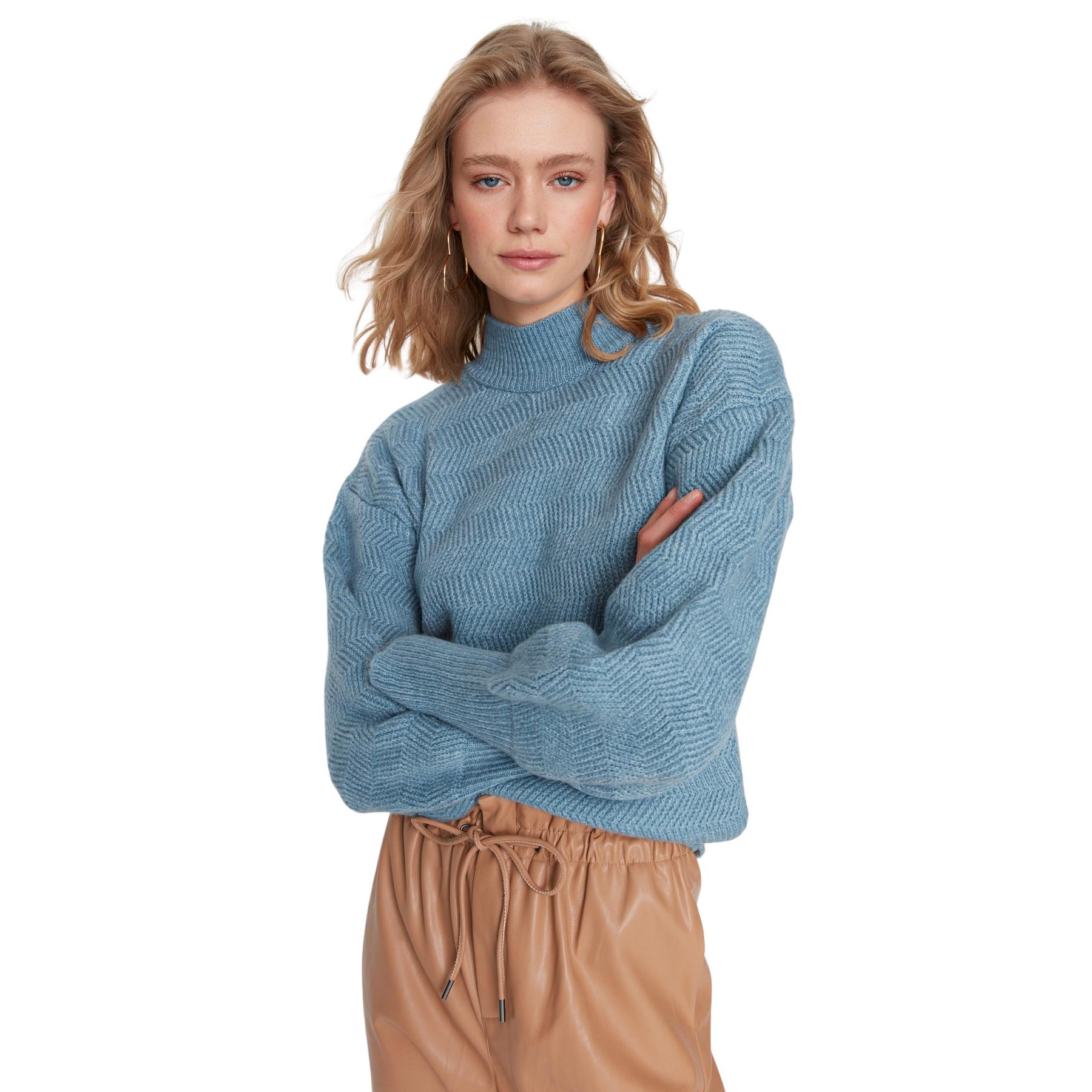 Trendyol Mujer Azul Jersey De - Moda Actual Pequeño