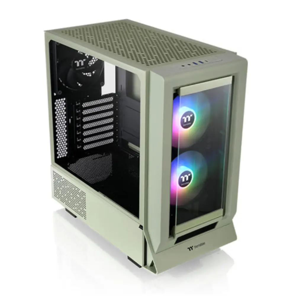 Torre PC Torre Thermaltake Verde Midi Tower Ventanas Vidrio Templado RGB ATX 7 Slot 2x140mm