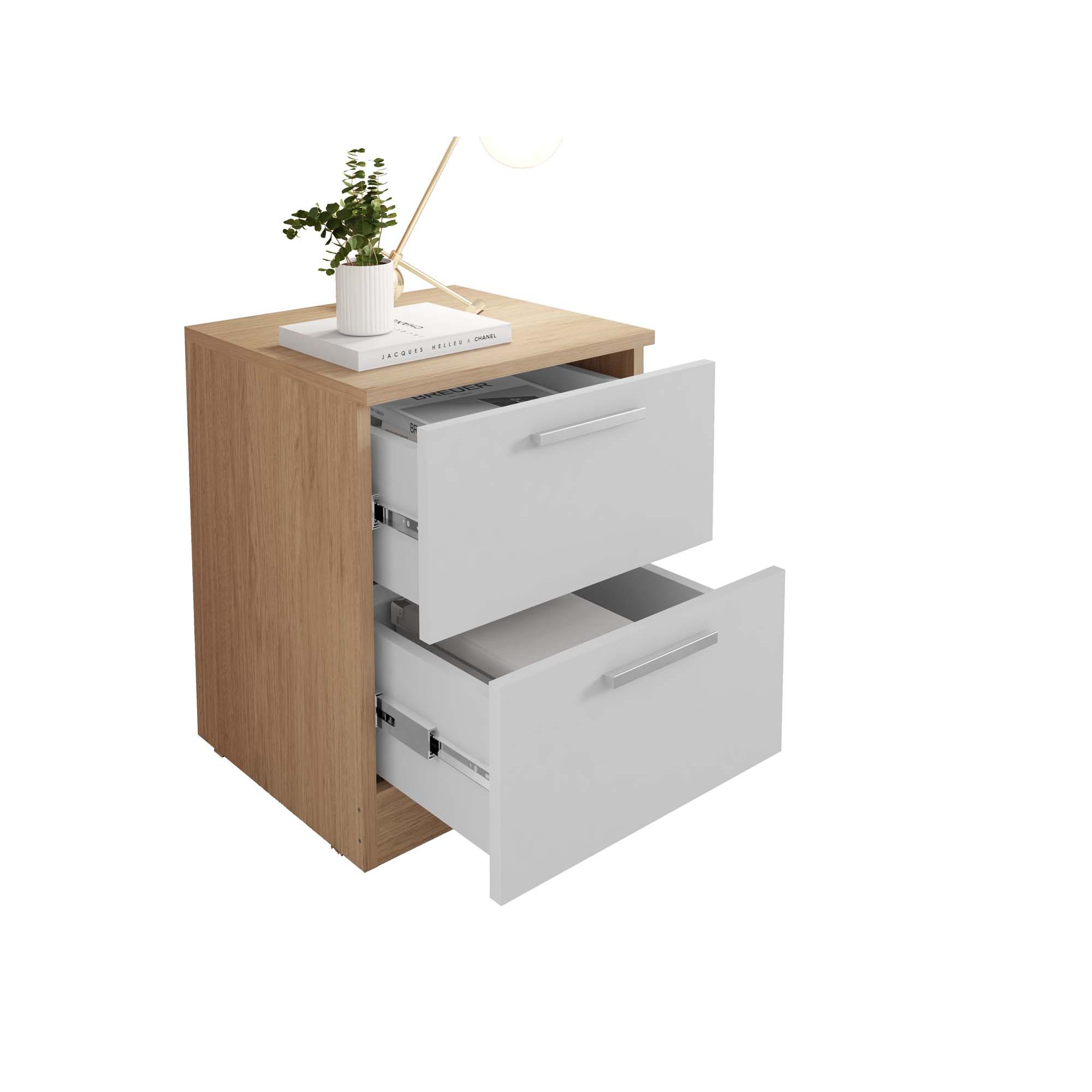 Mesita 2 Cajones Brujas - Venprodin - 49X38X36 Roble B - Blanco