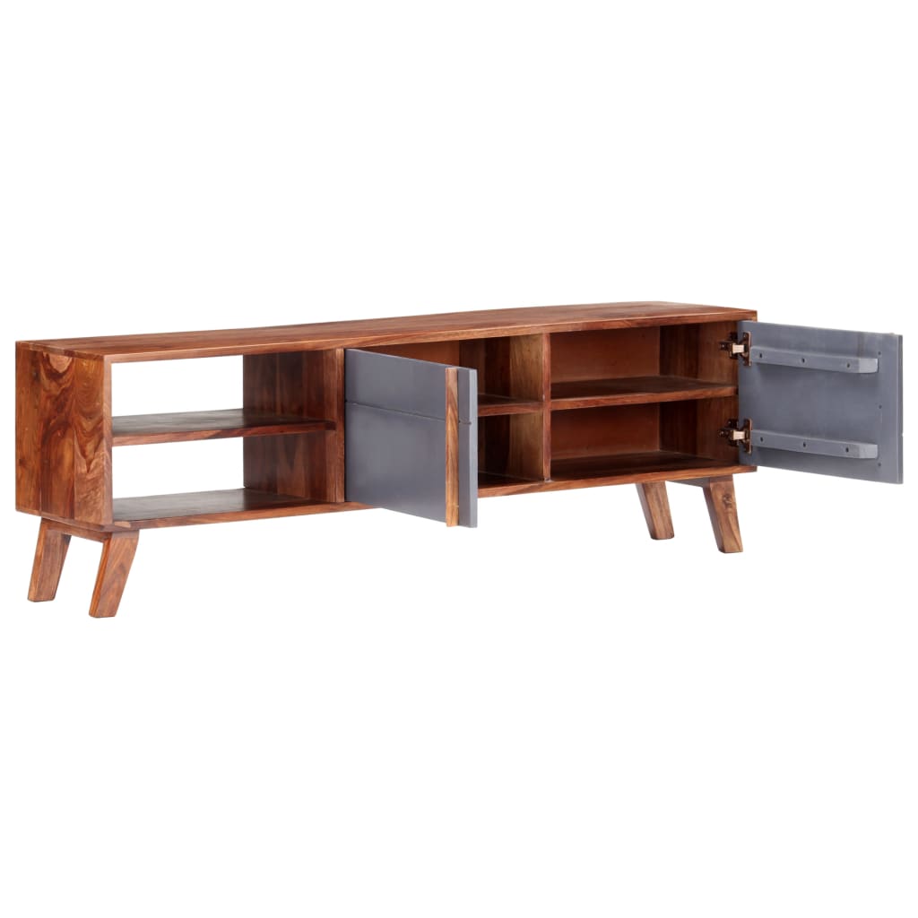 Vidaxl Mueble TV Sheesham Gris 140x30x35 Cm