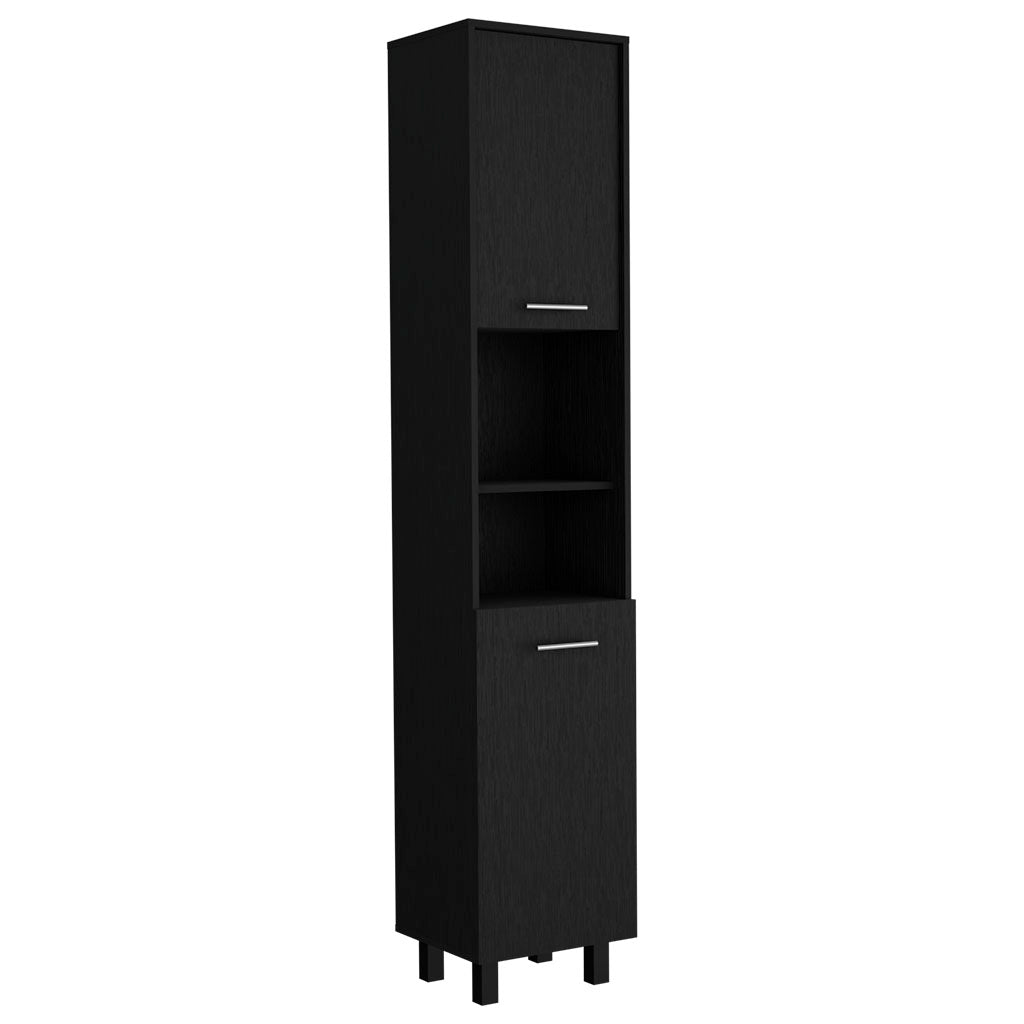 TUHOME Despensa de cocina Hobart en melamina con 2 puertas y 5 estantes , Negro  202 X 40 X 34.5 cm