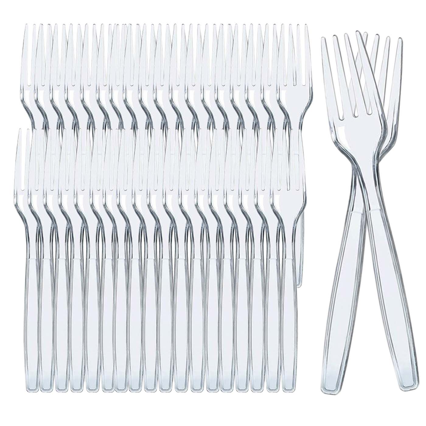 Various Cubiertos de Plástico de Alta Resistencia,Transparente Reutilizable,Cucharas. cuchillos .tenedores. para Actividades de Cumpleaños, Fiestas, Buffets,Bodas,Catering, Barbacoas 100pcs/200pcs/500pcs
