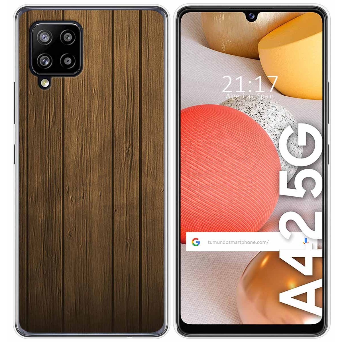 Tumundosmartphone Funda Gel Tpu para Samsung Galaxy A42 5G diseño Madera Dibujos