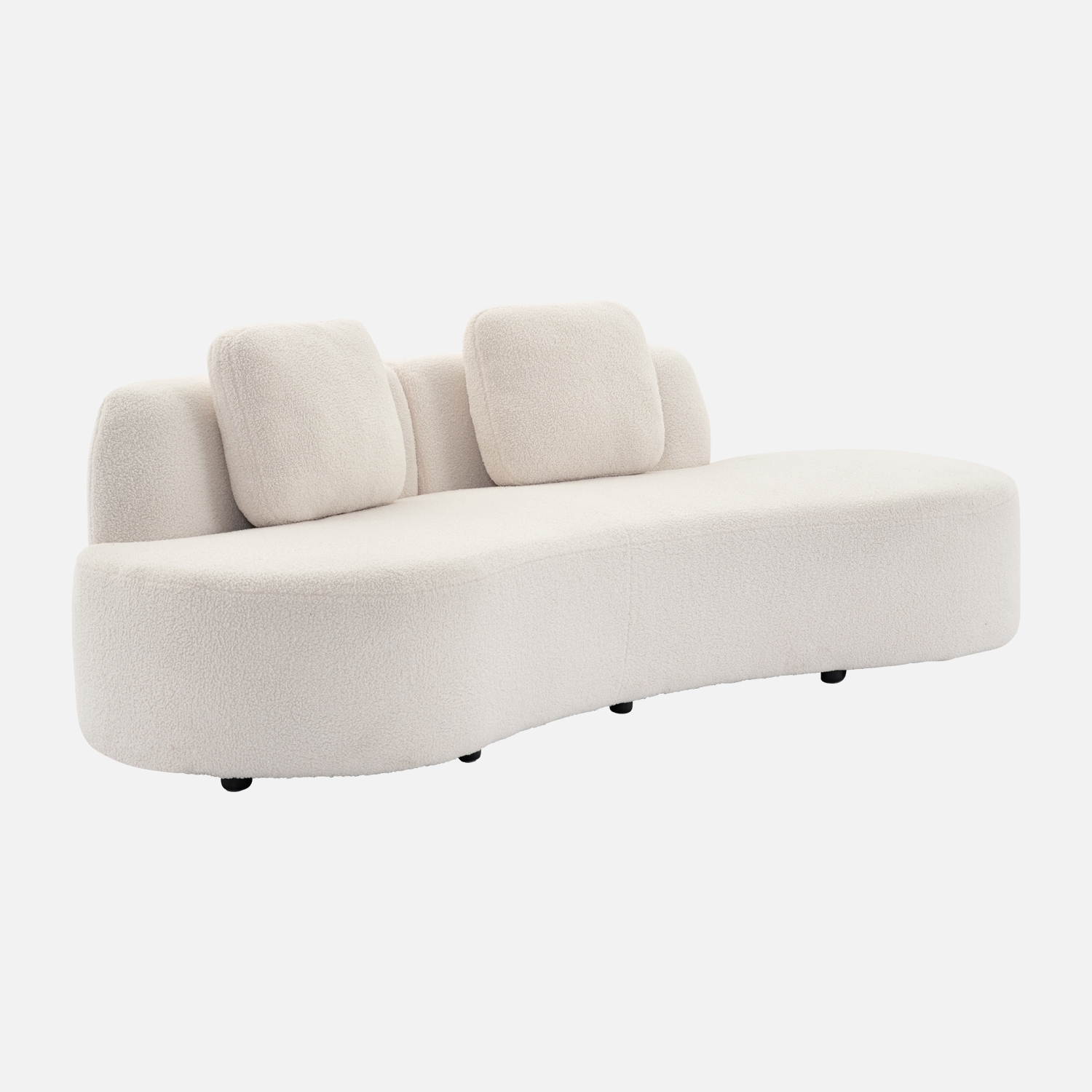Sweeek - Sofá de diseño borreguito de 3 plazas Crema - 232x97x68 cm