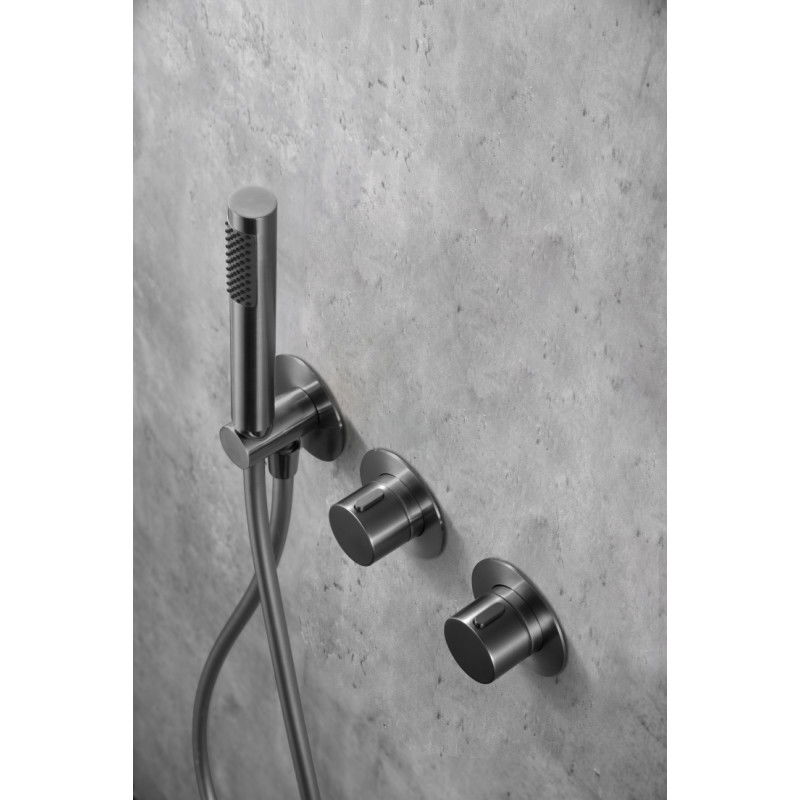Imex Assen GTA052/BGM Conjunto de ducha termostático empotrado con rociador de pared o techo acabado negro metalizado