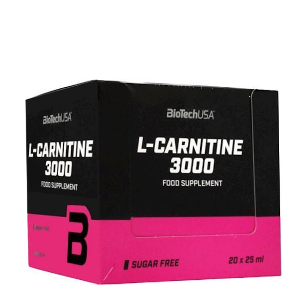 Biotech USA L-Carnitine 3000 - 20 viales x 25 mililitros L-Carnitina para Apoyo en la Pérdida de Grasa y Energía