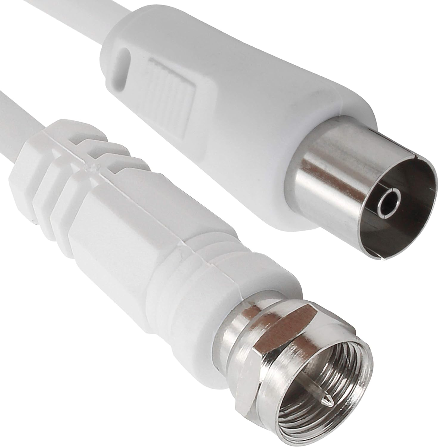 CABLEPELADO Cable Antena-satelite | Cable TV Sat 75 Ohm | Conector coaxial Hembra a Conector Tipo F Macho | HDTV, DVB-T2, DVB-C, DVB-S, TV y Radio | Blanco | 1.50 Metros