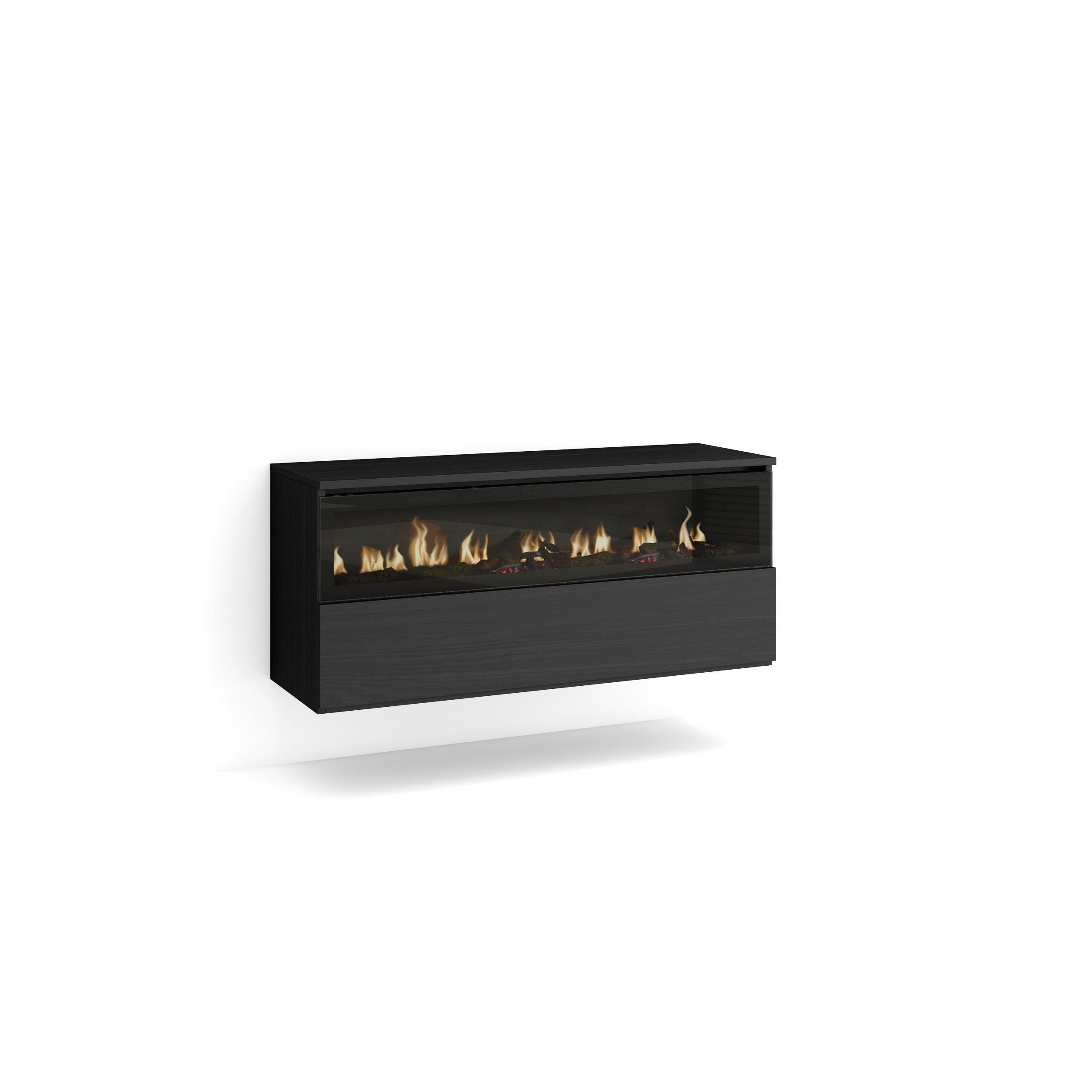 Skraut Home - Chimenea eléctrica LED efecto 3d - Sin Calor - 102x45x35cm - 1 Hueco, 1 Puerta - Colgado, Suspendido