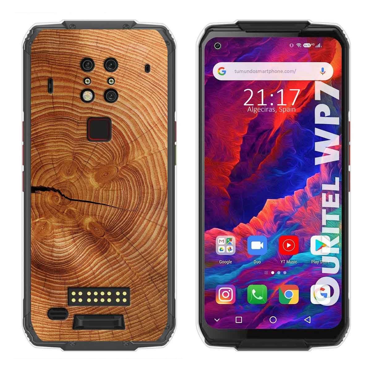 Tumundosmartphone Funda Gel Tpu para Oukitel Wp7 diseño Madera 04 Dibujos