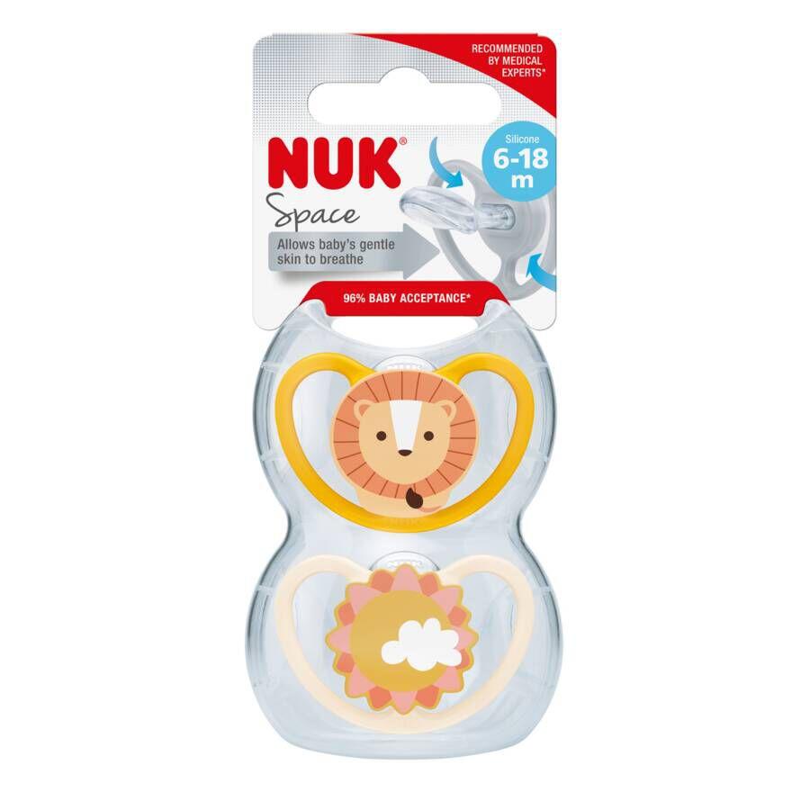 NUK Chupete Space Silicona 6-18 Meses, 2 Unidades