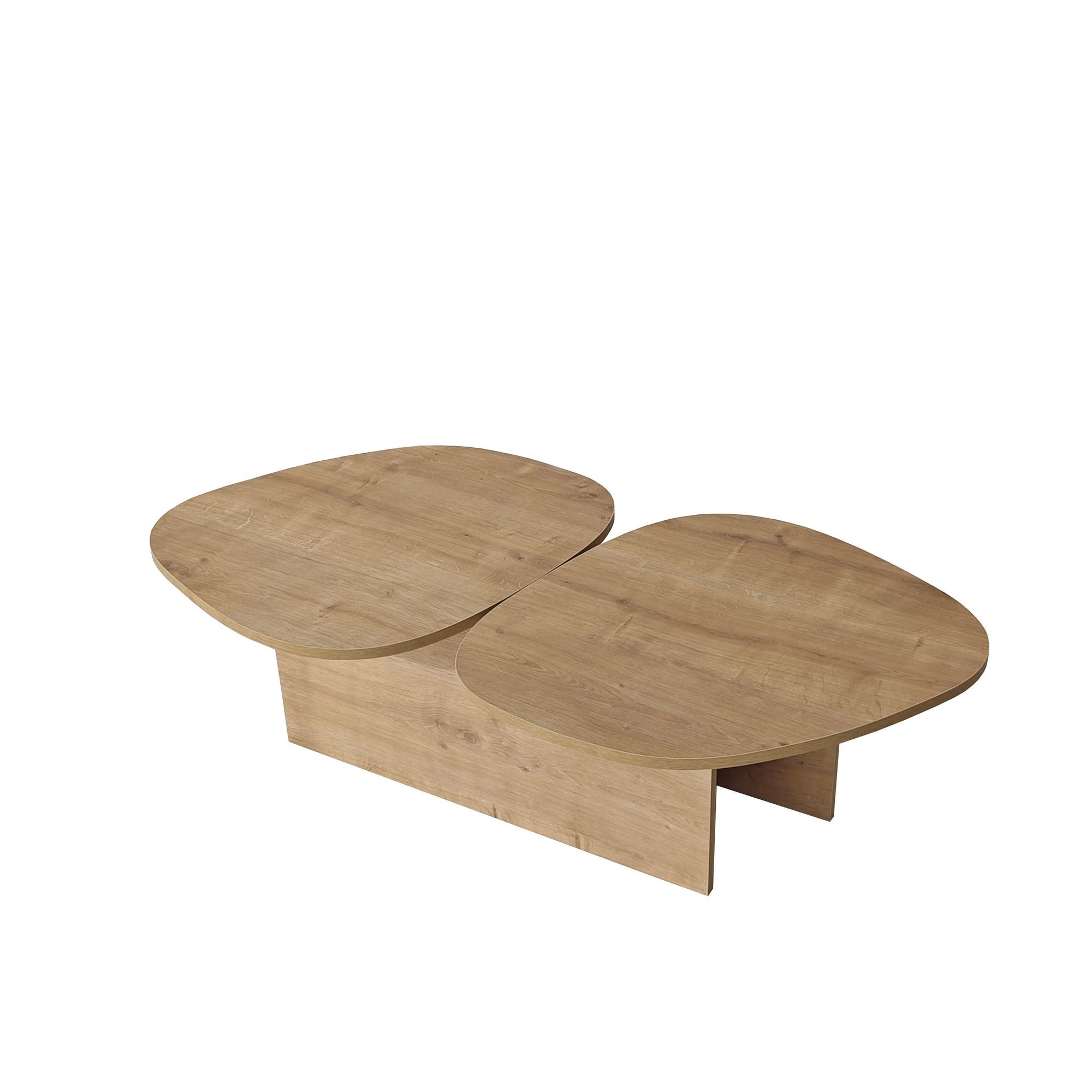 Habitat y Jardin - Mesa baja de madera "Stones" 125 x 60 x 38 cm - Roble zafiro
