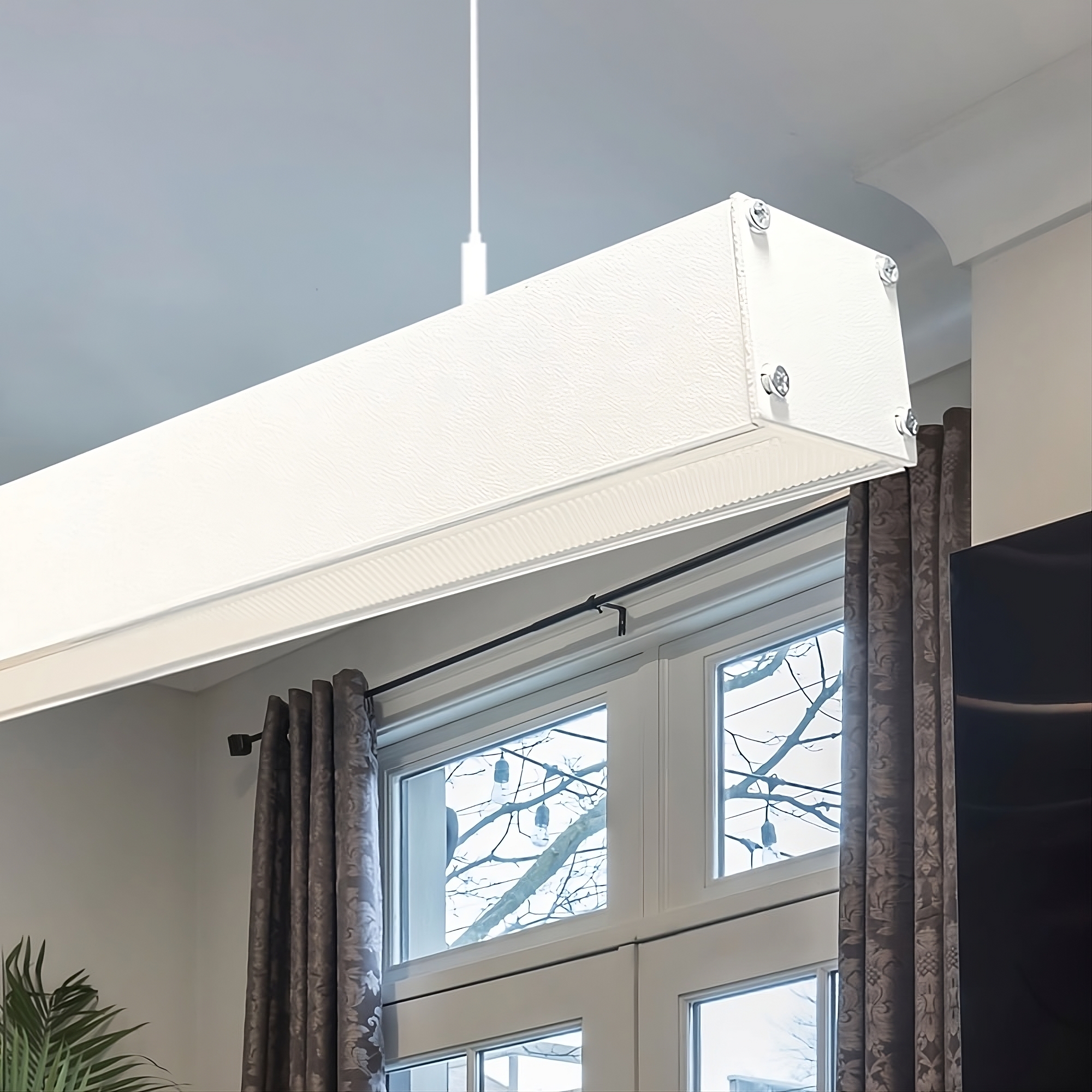 Lámpara Techo Lineal POTSDAM 2M, 72W, Regleta + Colgante o en Superficie, Altura Regulable, Dimmable TRIAC, Luz Seleccionable 2700K a 6000K