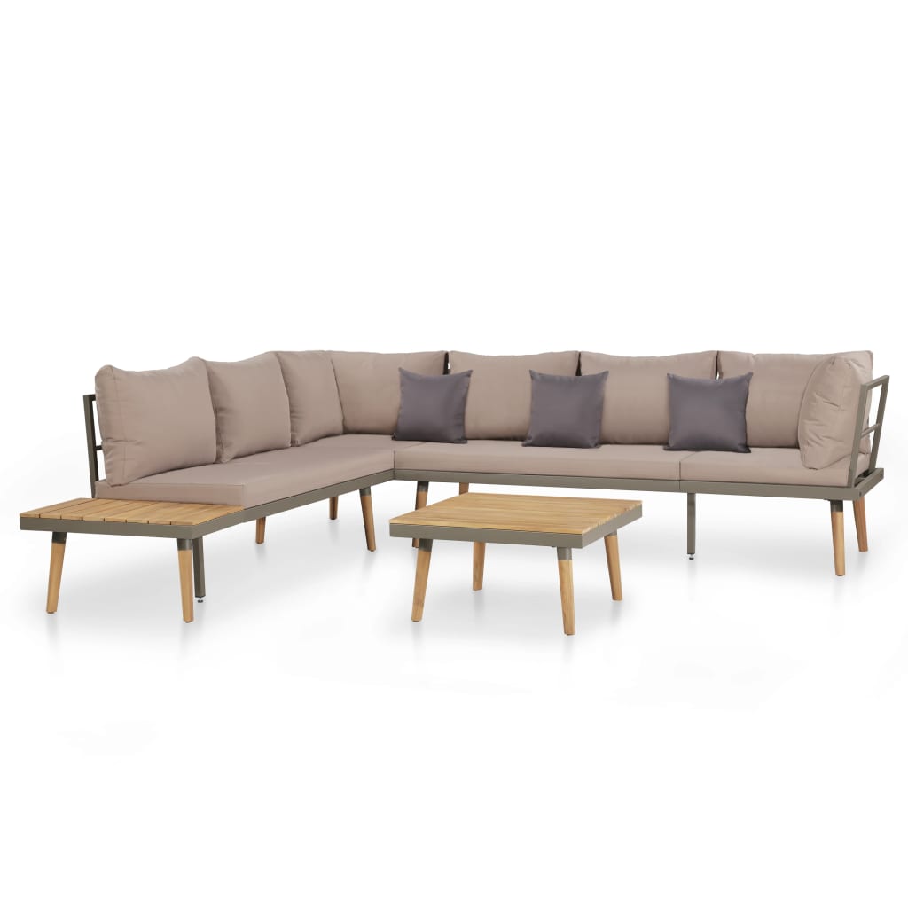 vidaXL Juego muebles de jardín 4 piezas y cojines madera maciza acacia