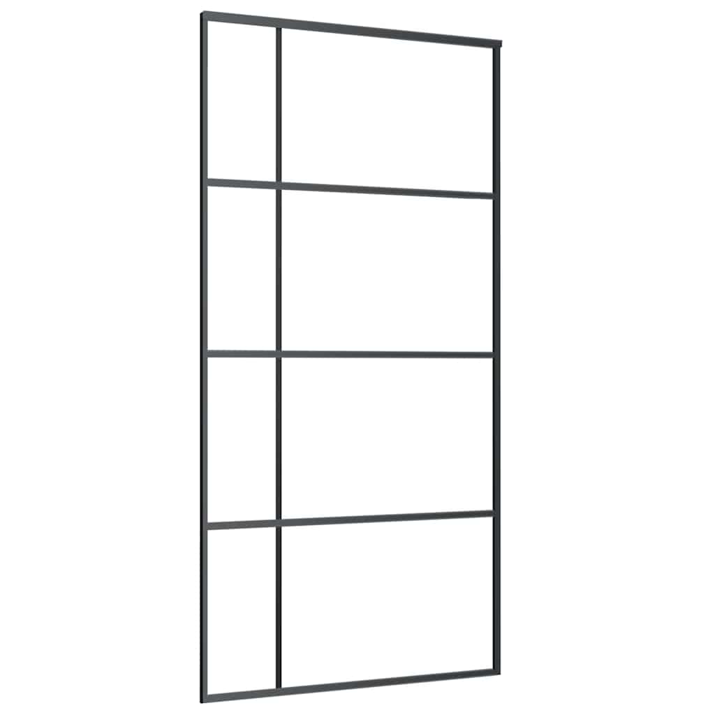 vidaXL Puerta corredera ESG vidrio y aluminio negra 102,5x205 cm