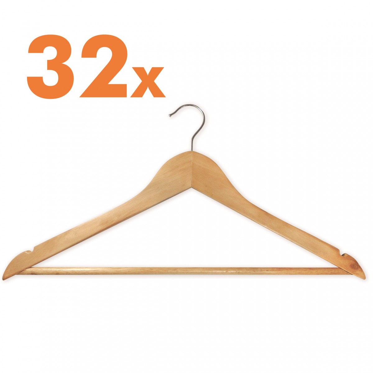 Set de perchas Jocca fabricadas en madera de alta calidad con barra para los pantalones y muescas para evitar que se deslicen las camisas. Gancho de ropa ideal para trajes, vestidos, chaquetas o abrigos.