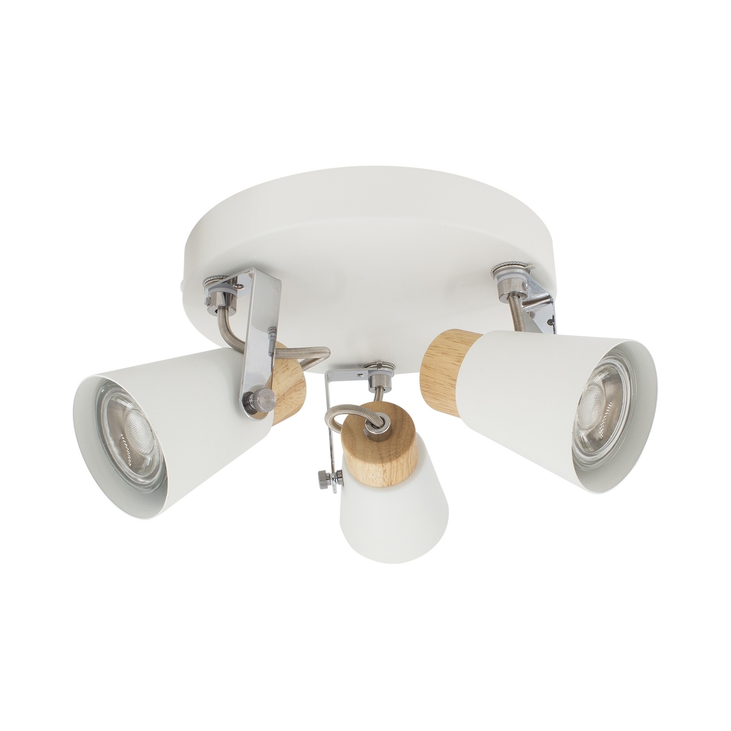 Ledkia Lámpara de Techo Circular Metal y Madera 3 Focos