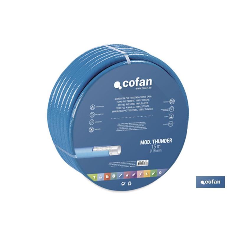 Manguera pvc modelo thunder 3c tricotada ø15x50 m
