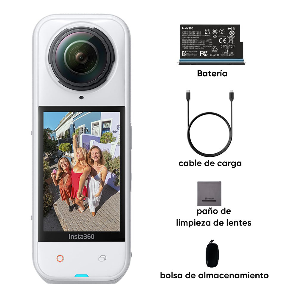 Insta360 X5 cámara deportiva, 8K 30fps 360 ° Video, Triple AI Chip, lentes reemplazables, resistente al viento y audio de cancelación de ruido, batería de 2400mAh, impermeable 15m, FlowState Stabilization + 360 ° Horizon Lock