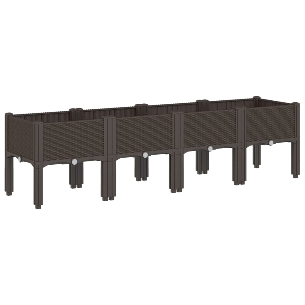 vidaXL Jardinera con patas PP marrón 160x40x42 cm