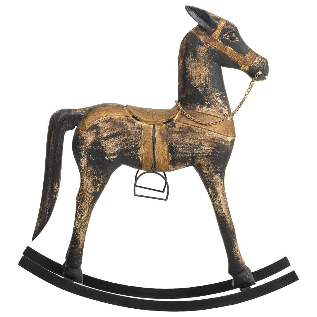Wonderlust Deco - Caballo balancín de madera acabado artesanal negro 73x20x84h cm Negro 73x20x84h cm