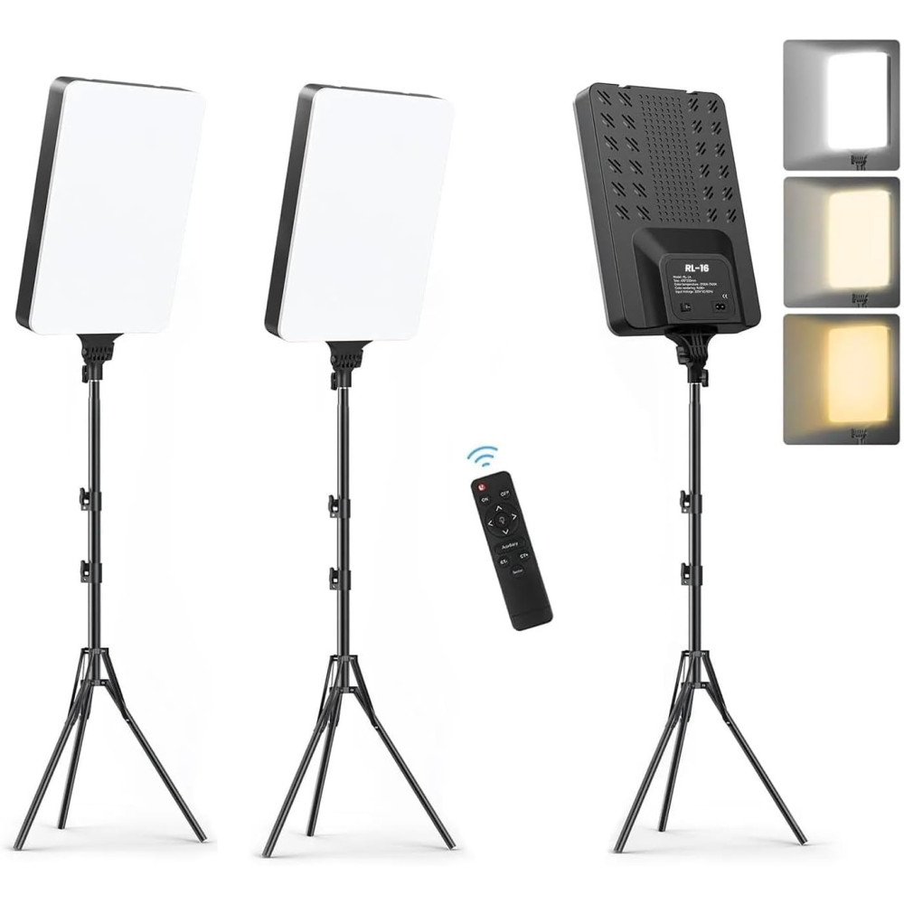 Panel de Iluminacion Fotografica Luz Led 2700k-7500K, Trípode Regulable con Mando coshano