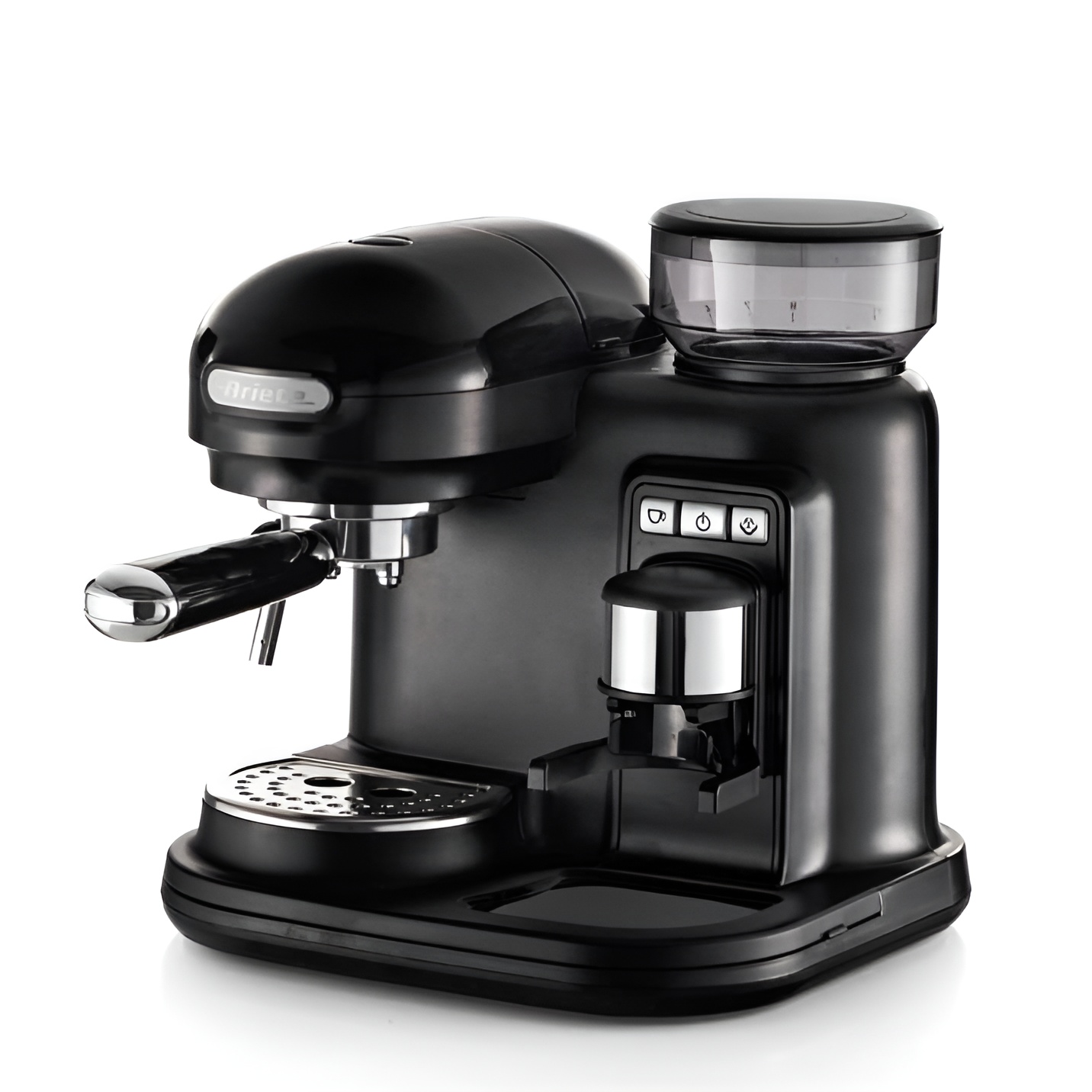 CAFETERA ESPRESSO MODERNA CON MOLINILLO DE CAFÉ INTEGRADO NEGRO ARIETE
