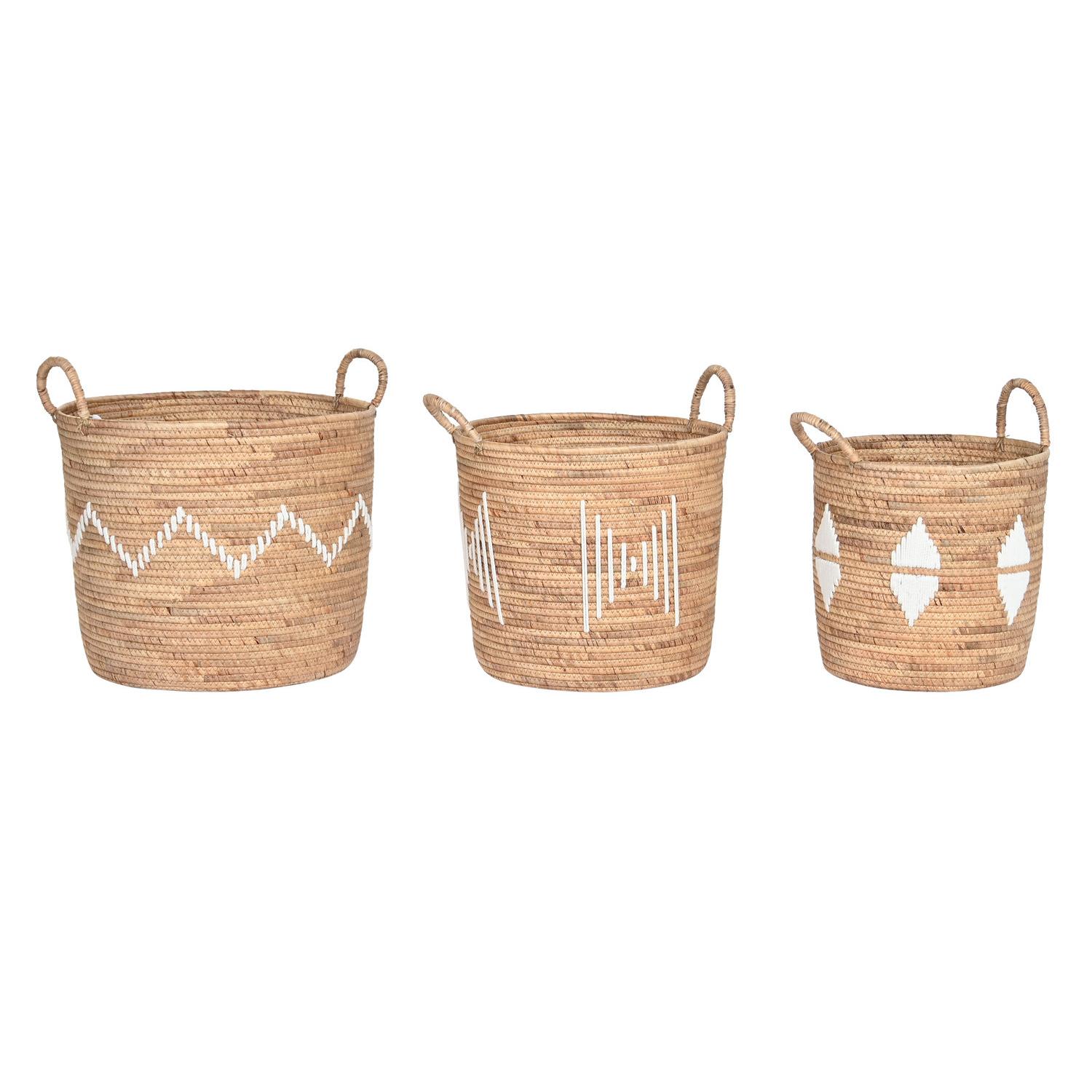 CESTA SET 3 SEAGRASS CUERDA 46X46X48 NATURAL DC205044 - EL MEJOR COMPLEMENTO PARA TU HOGAR FIJALO