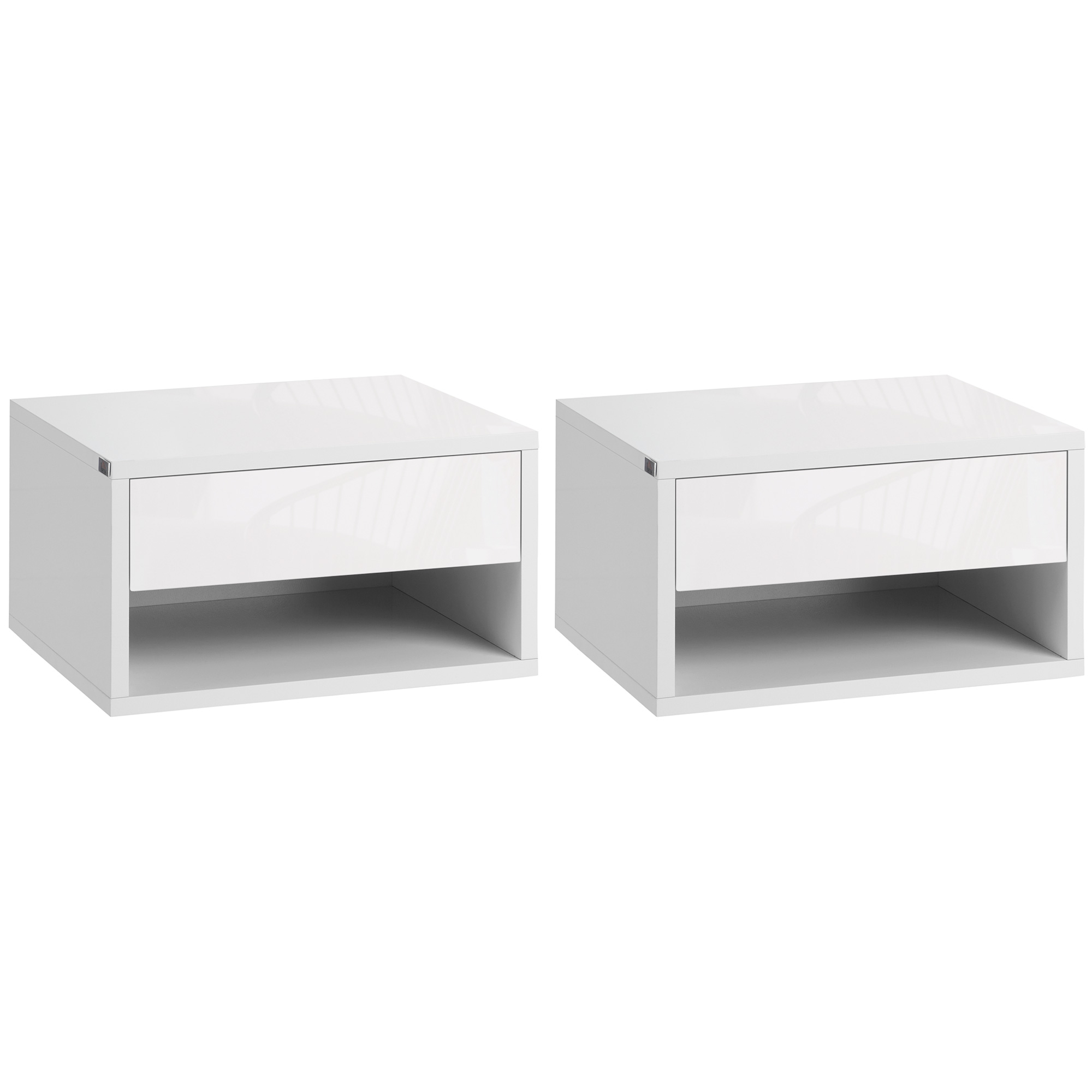 HOMCOM Juego de 2 Mesitas de Noche Flotantes Mesillas de Noche Mesas de Noche con Cajón para Dormitorio Salón 37x32x21 cm
