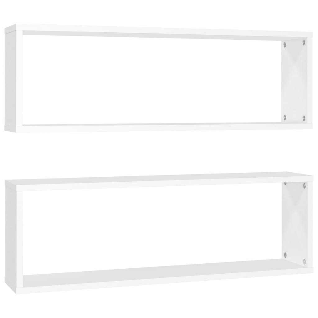 vidaXL Estantes cubo de pared 2 uds contrachapado blanco 80x15x26,5 cm