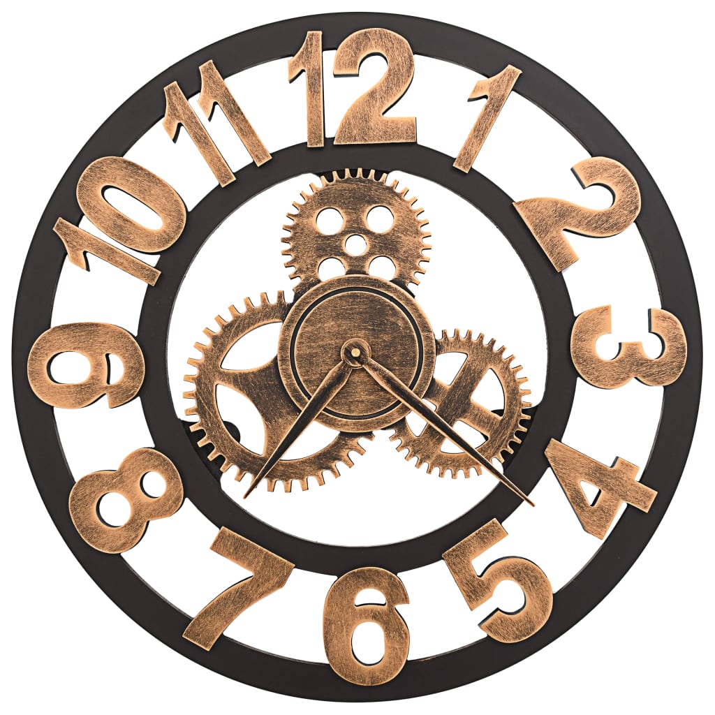vidaXL Reloj de pared de metal dorado y negro 58 cm