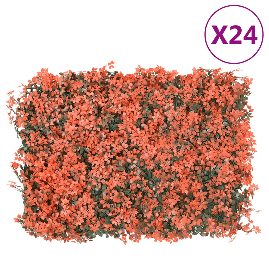 vidaXL Valla de Hojas de Arce Artificial Enrejados Rojo Claro 40x60 cm Cantidad 6 unidades, 24 unidades
