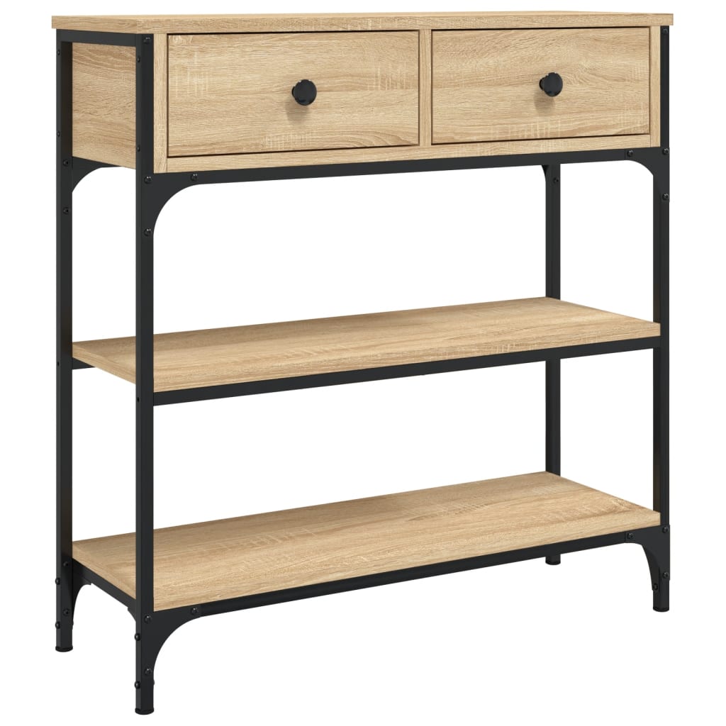 Mesa Consola Vidaxl de Madera de Ingeniería 72,5x25x75 Cm - Negro Roble Sonoma