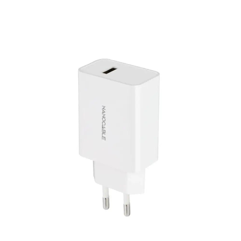 Cargador USB Nanocable 5V/2.1A 1xUSB-A Blanco Compacto Universal
