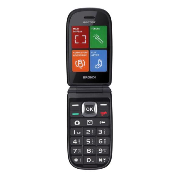Brondi Raptor 7,11 cm (2.8") 106 g Negro, Metálico Teléfono para personas mayores