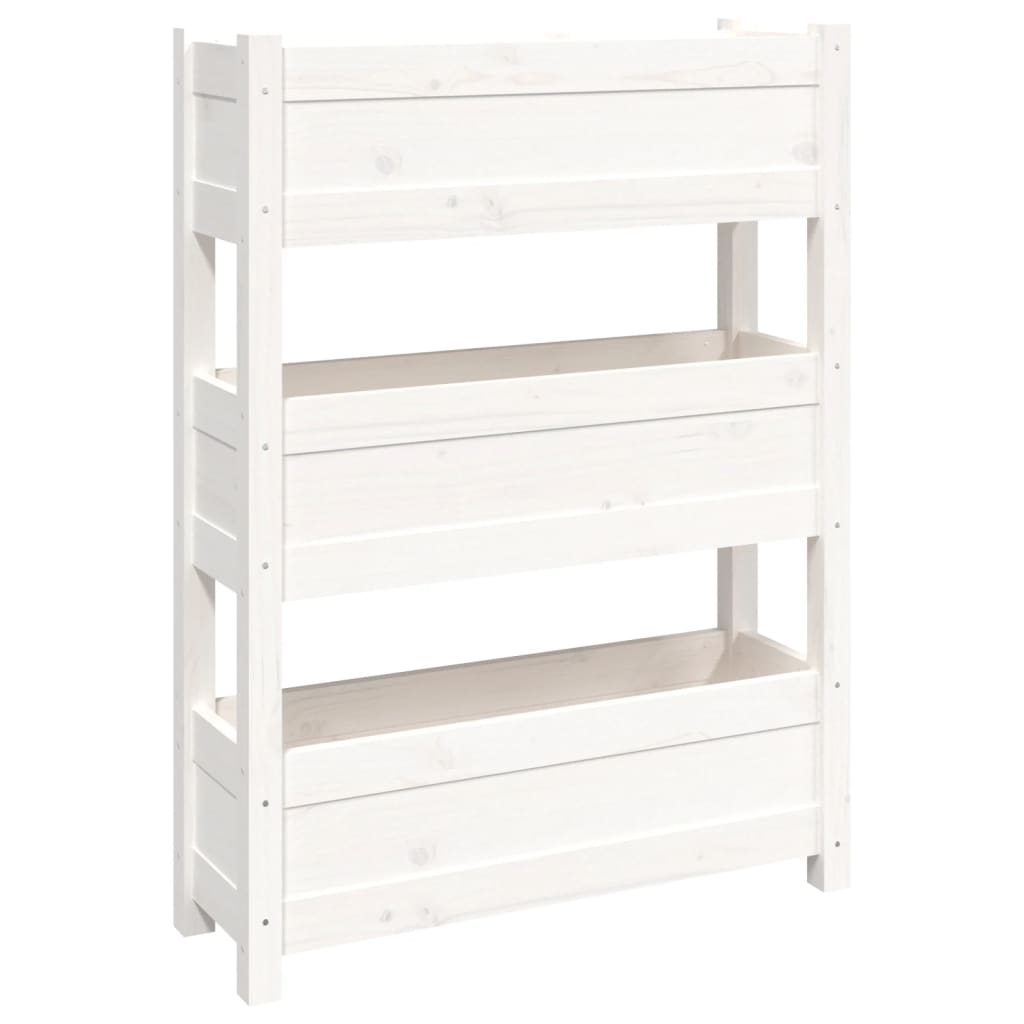 vidaXL Jardinera de madera maciza de pino 77x25x104,5 cm Color Natural,  Blanco,  Gris y mas