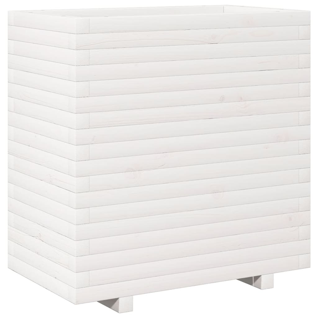 vidaXL Jardinera madera de pino impregnada 70x40x72,5 cm Color Pino natural,  Blanco,  Marrón cera y mas