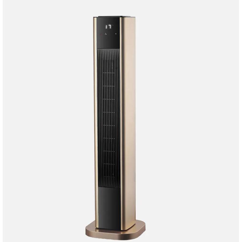 FABRILAMP Termoventilador Ceramico Vertical 2000w Oro Oscilant.2potencias 3funciones 86x22x22cm C.remoto Termost.reg. CON MANDOS Temporizador protección contra sobrecalentamiento, Interruptor Antivuelco y rejilla de protección Display Led y luz indicadora