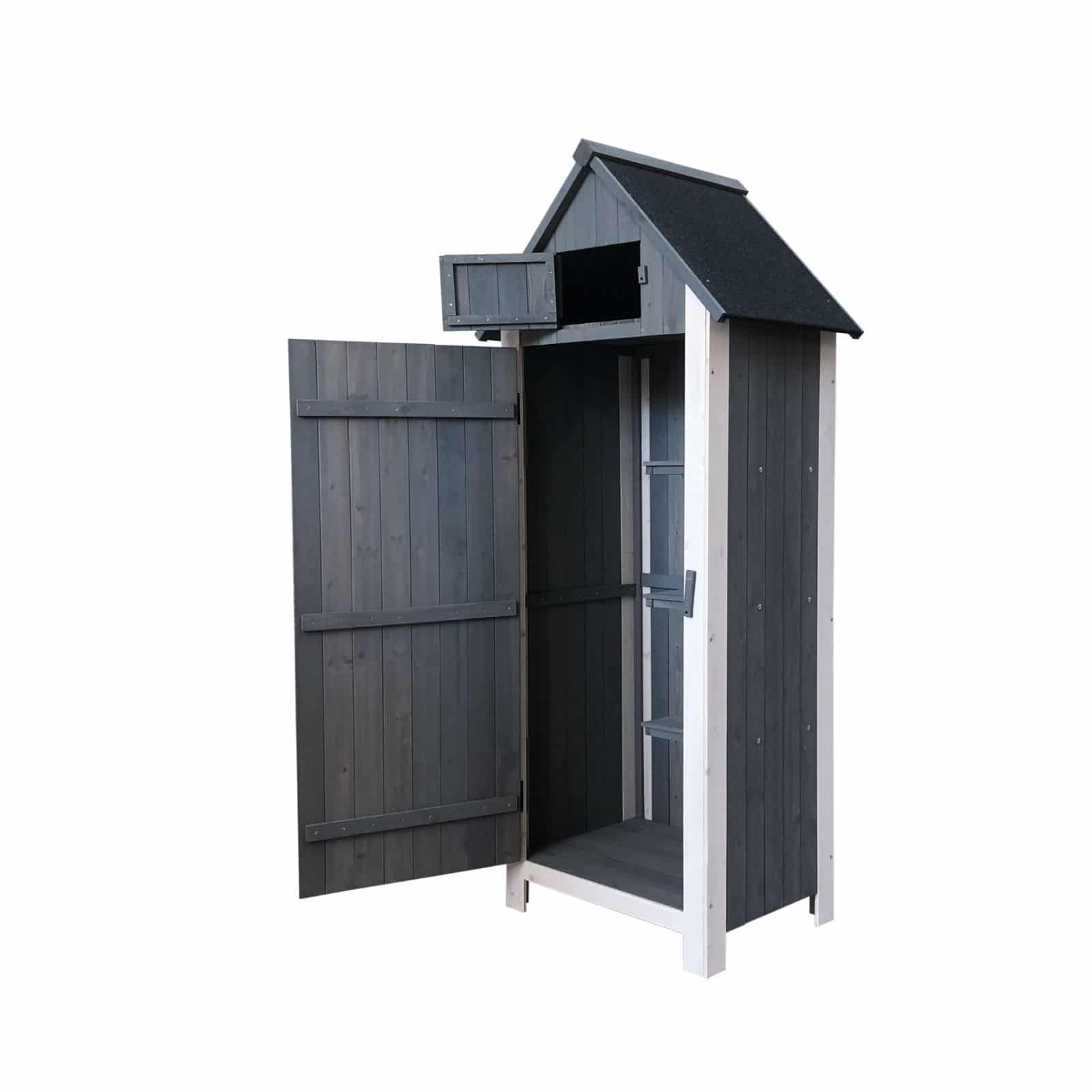 Gardiun Armario Multiusos para Jardín Gardiun Kylie Gray 54x77x179 cm en Madera con Puerta Abatible | Cubierta Asfáltica