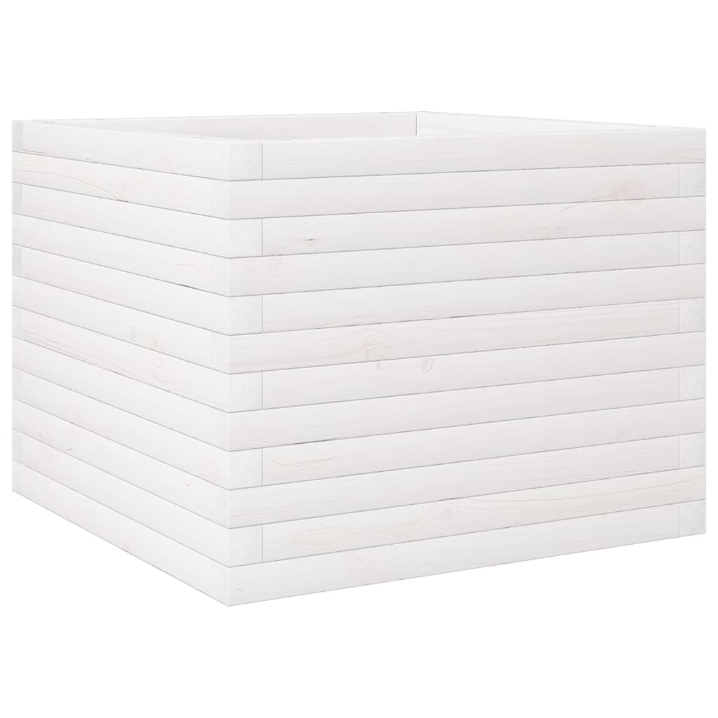 vidaXL Jardinera de madera maciza de pino 60x60x46 cm Color Pino natural,  Blanco,  Marrón cera y mas