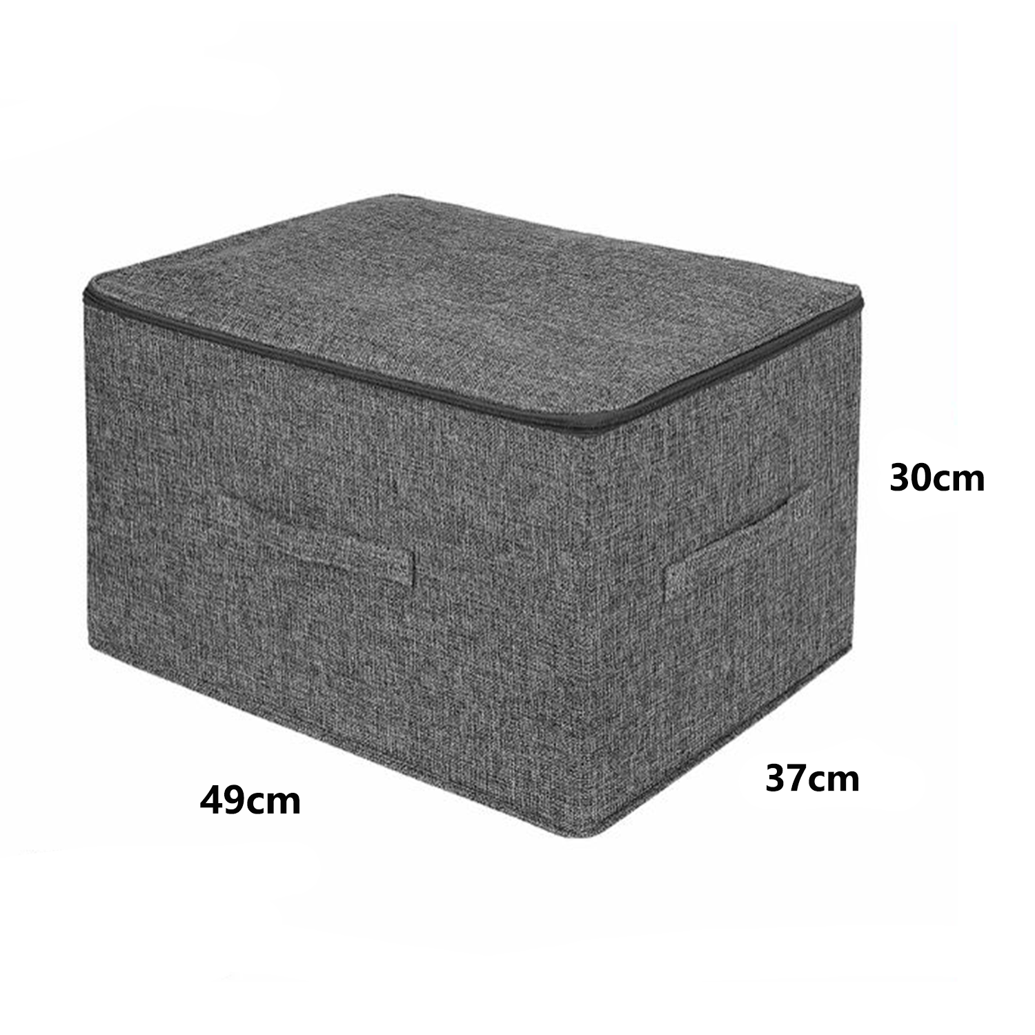 GREATOYAR Caja de Almacenamiento con Tapa con Cremallera, Caja de almacenamiento con Asas, Caja Organizador, Tapa plegable, Tela de Lino, Cubos para el Hogar, Cesta, Armario, Ropa, Juguetes, Gris, 30x30x30/38x26x15/45x35x25/49x37x30cm