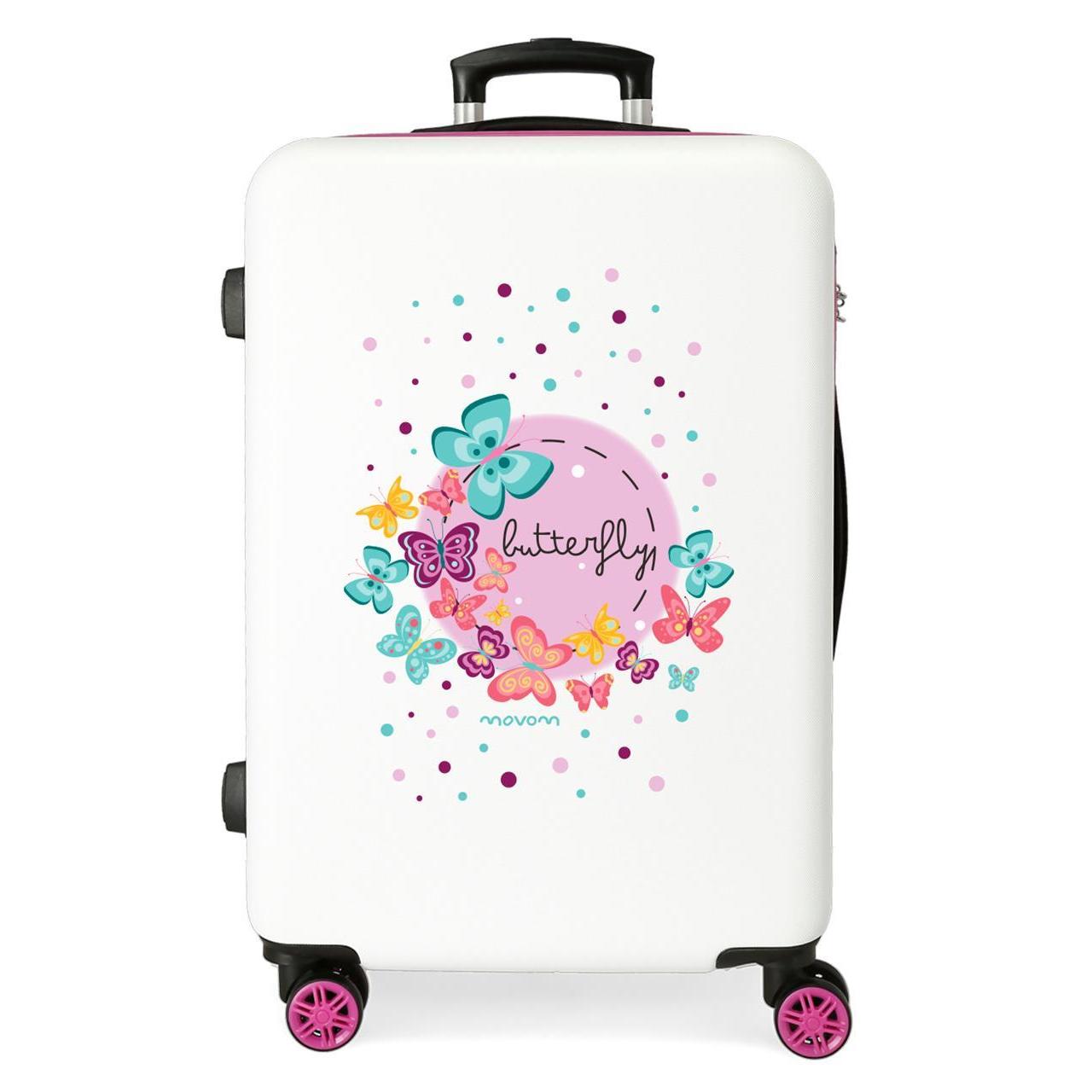Maleta mediana Movom Happy time blanco 68x48x26cm