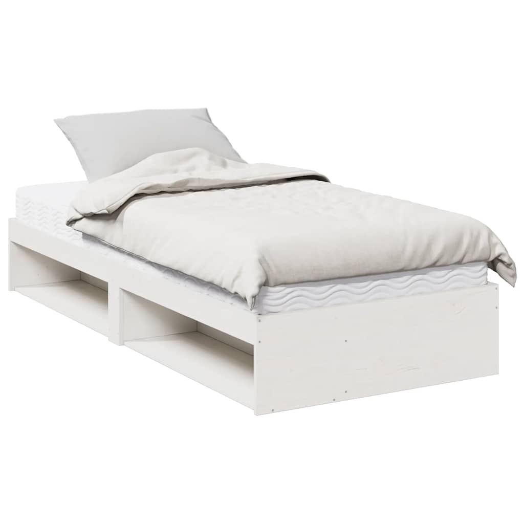 vidaXL Sofá cama con colchón madera maciza de pino blanco 90x190 cm